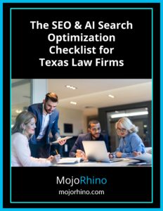 PDF cover for SEO for law firm checklist guide.