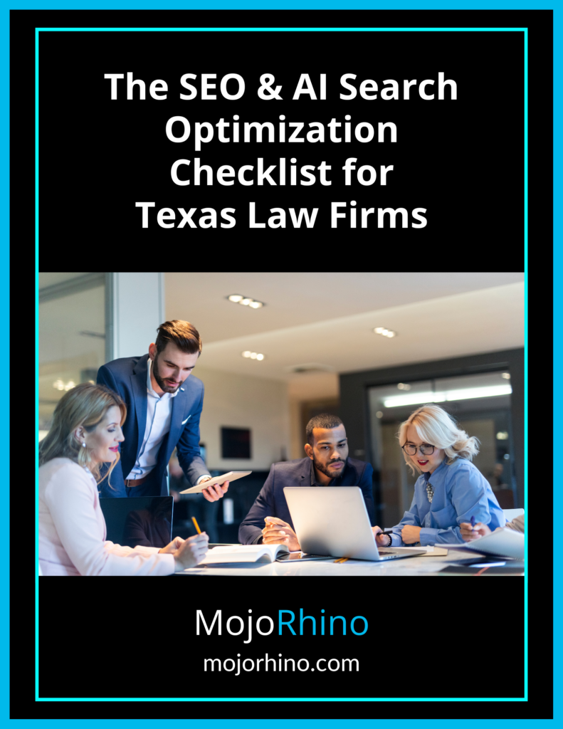 PDF cover for SEO for law firm checklist guide.
