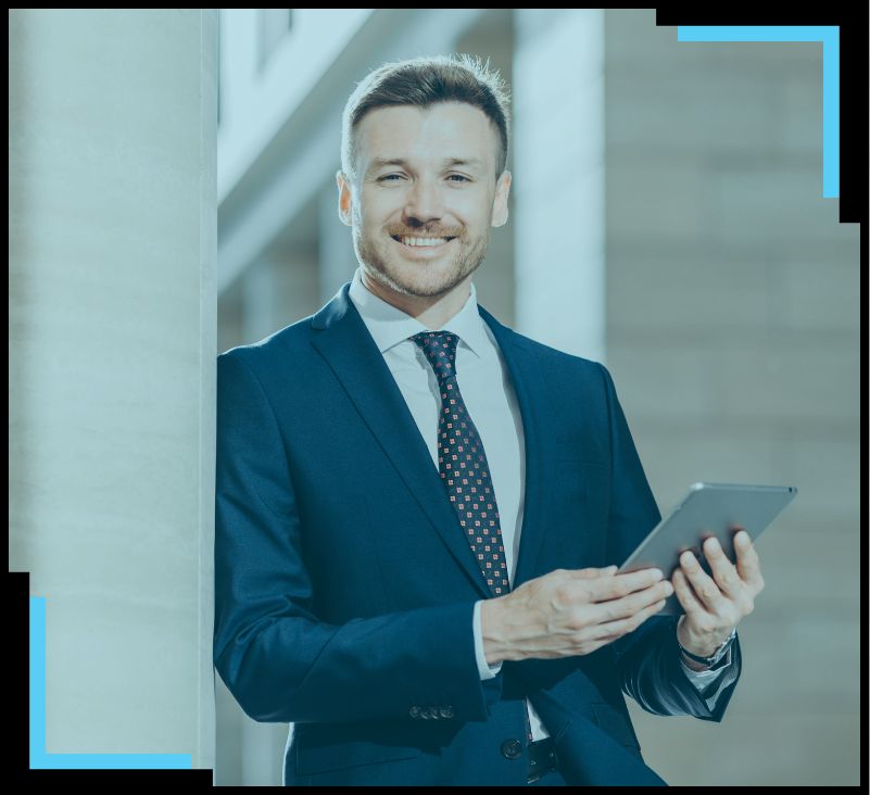 Attorney smiling from positive results of MojoRhino's Google Business Profile optimization services for Texas law firms.