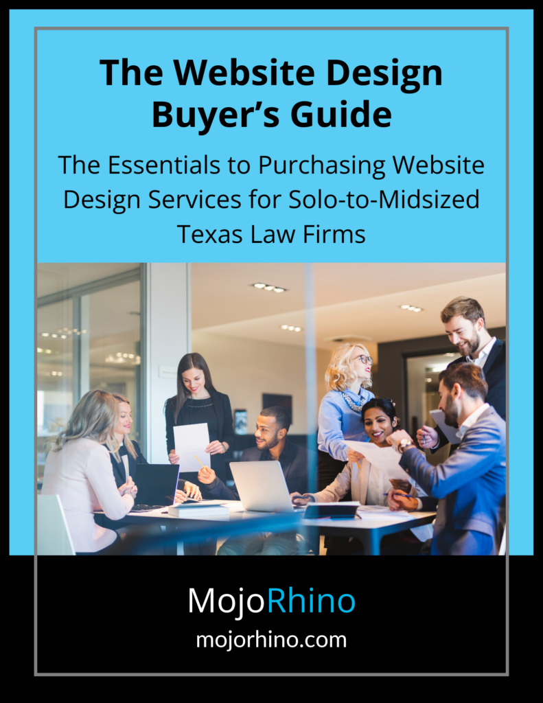 Website design buyer's guide ebook for Texas law firms.